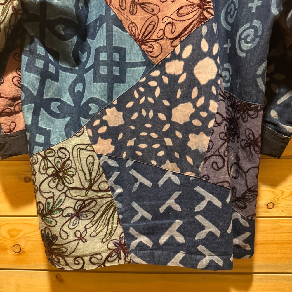 Sacred Threads Patchwork Indigo Blue Cotton Jacke… - image 9